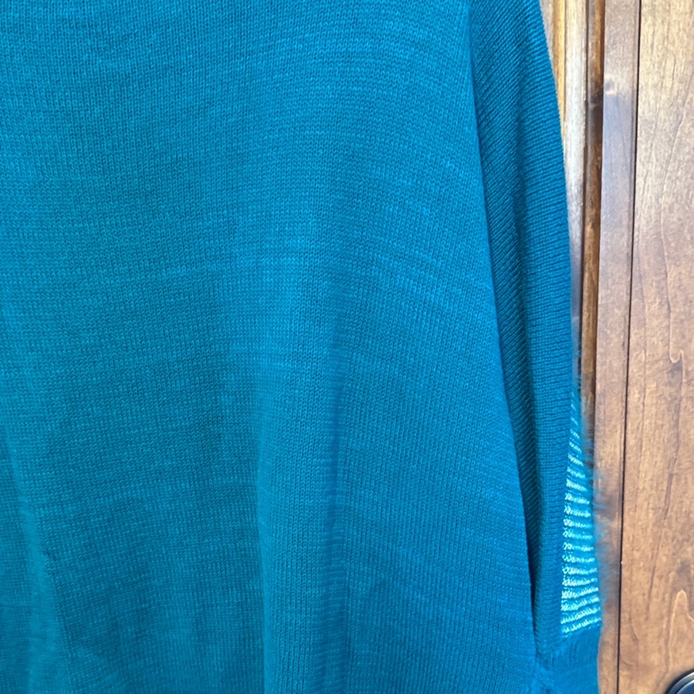 Jennifer Lopez Teal and Cream Crew Neck Sweater - Picture 8 of 9